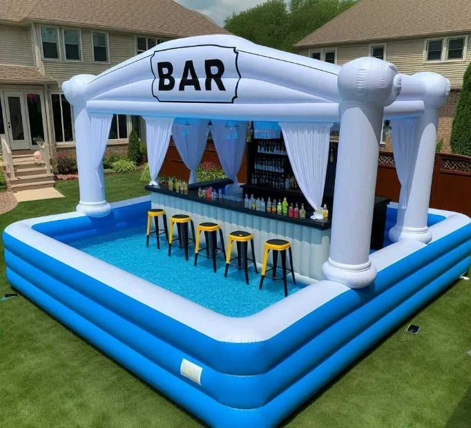 Luxury Inflatable Pool Bar with Drink Holders for Swimming Pools, Perfect for Summer Parties