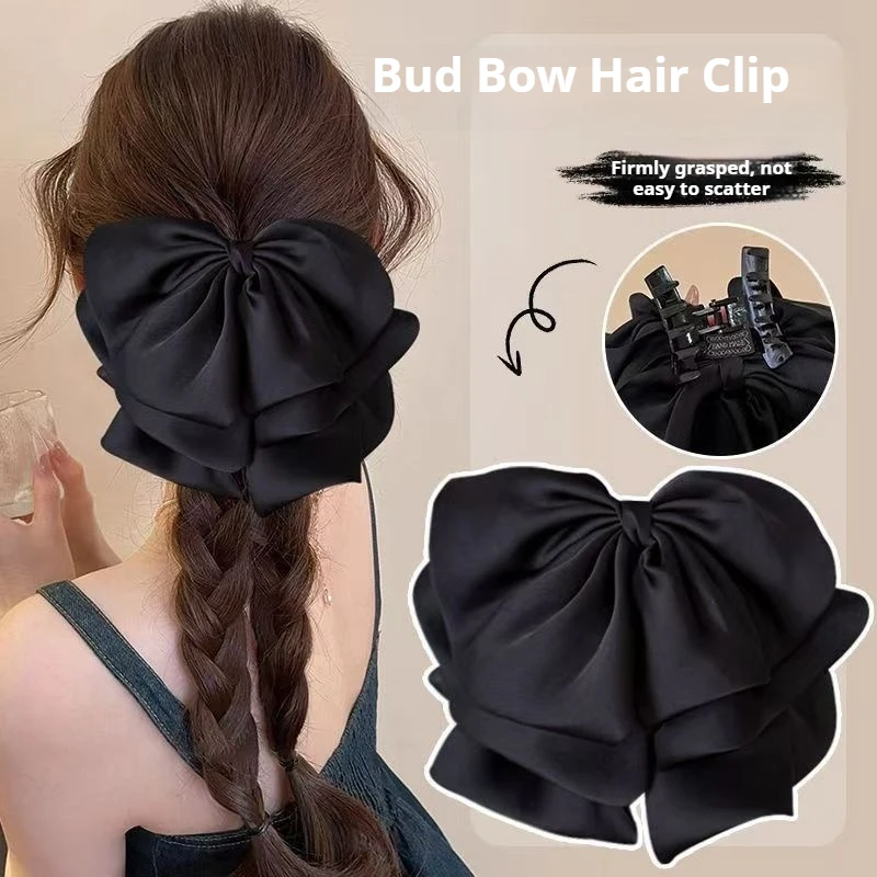 5pcs Women's Hair Bows, Silky Satin Hair Clips for Girls,oversized Long Tail Hair Clips,large Cute and Aesthetic Hair Barrettes