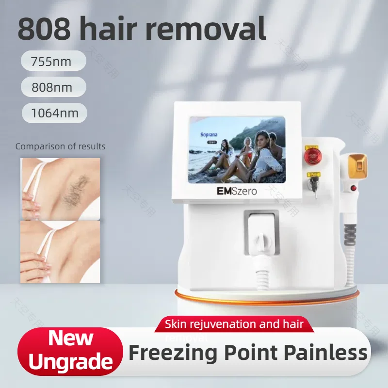 

Diode Laser Hair Removal Machine 3 Wavelength 755nm 808nm 1064nm 3000W Painless Permanent Hair Removal CE