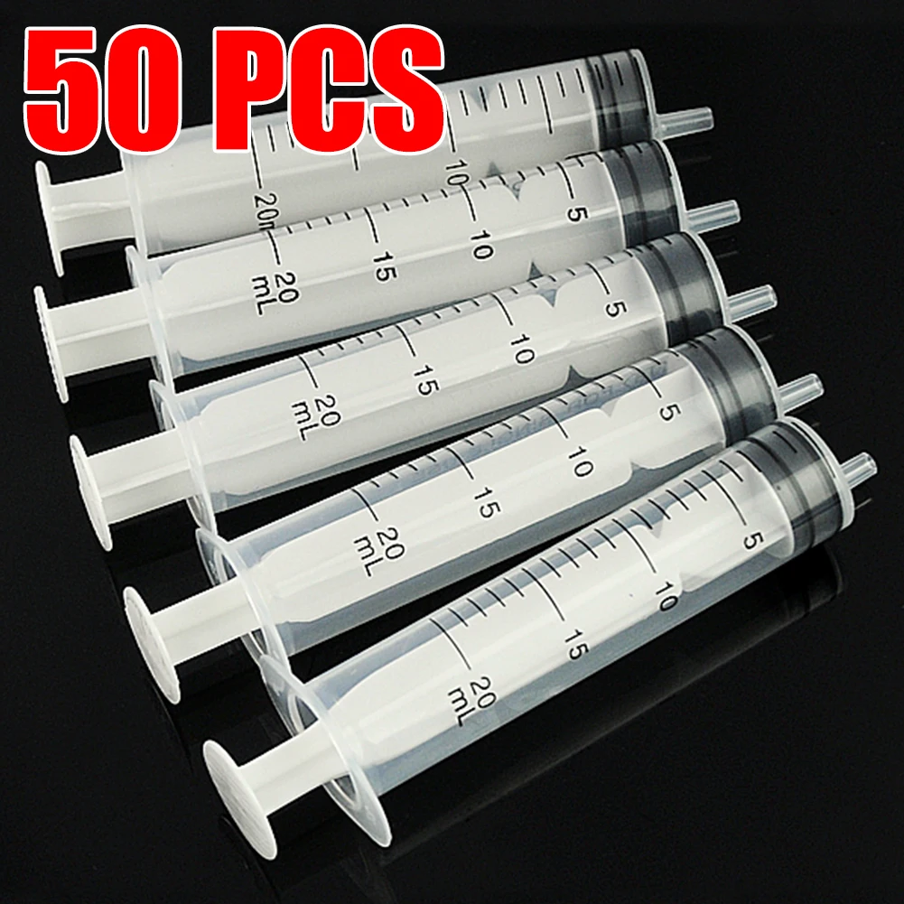 50Pcs Plastic Syringe New Measuring Syringe 20ml Plastic Syringe Disposable Measuring Nutrient Hydroponics Mixture Ink Cartridge