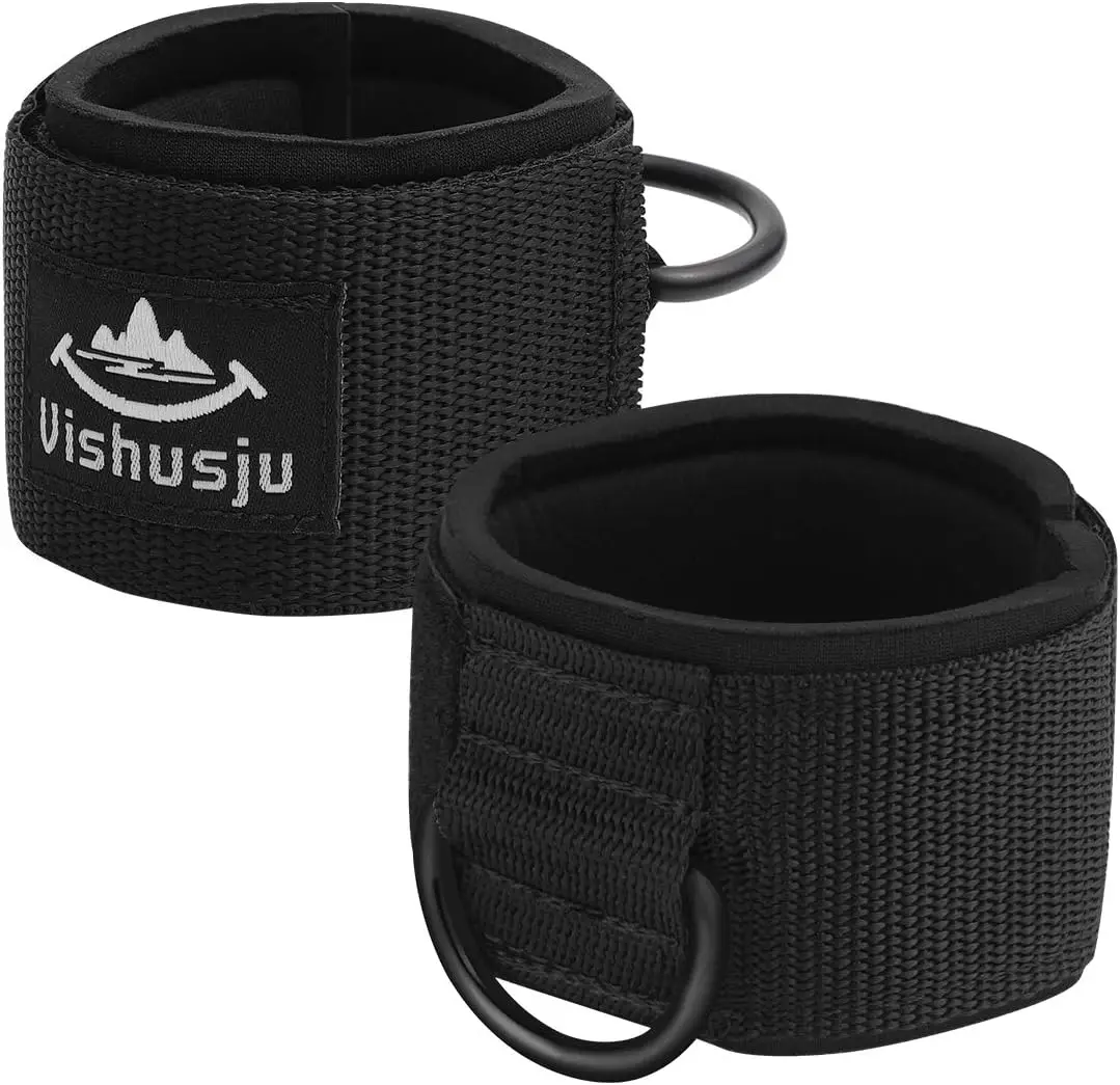 Ankle Wrist Cuffs Neoprene Padded Straps D-Ring Glute Kickback for Cable Machines Legs Exercise Adjustable Fitness