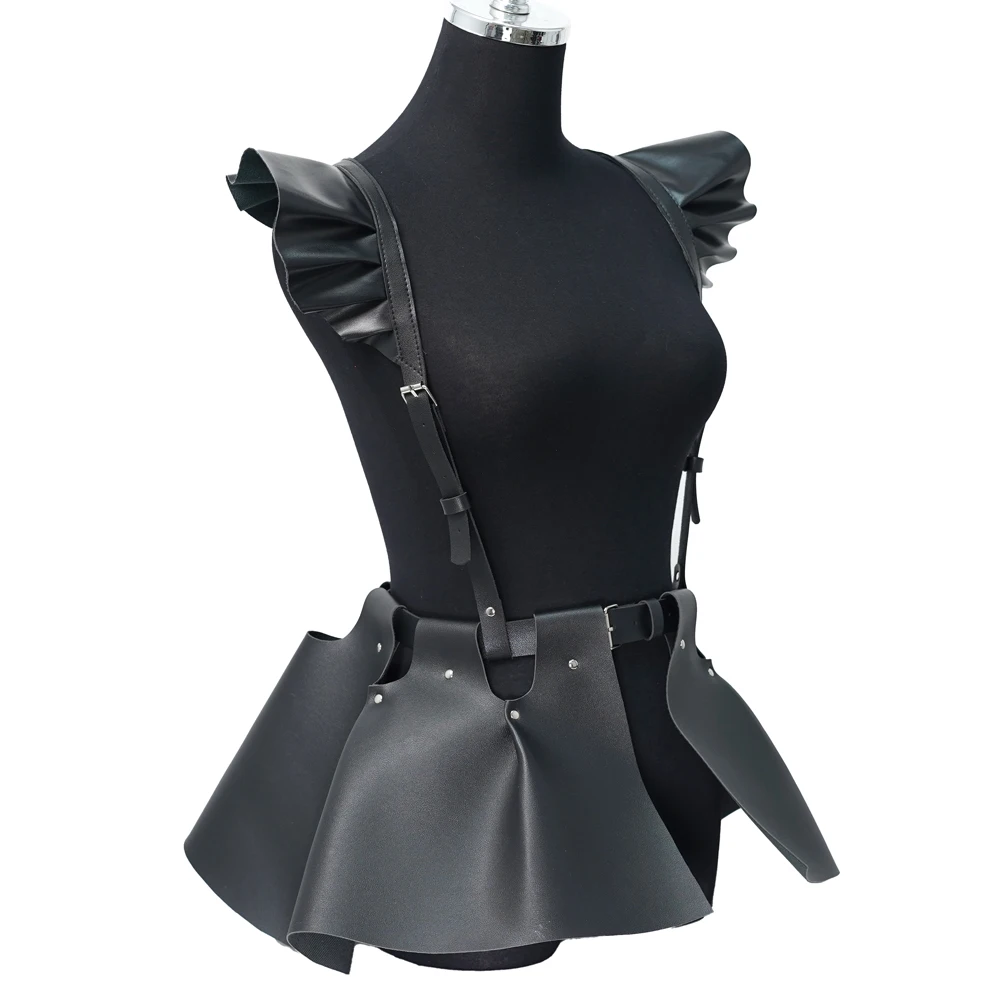 Women Sexy Leather Body Harness Belt Skirt With Ruffle Hem Sex Toys Bondage Harness Gothic Style Belt Clothing Accessory