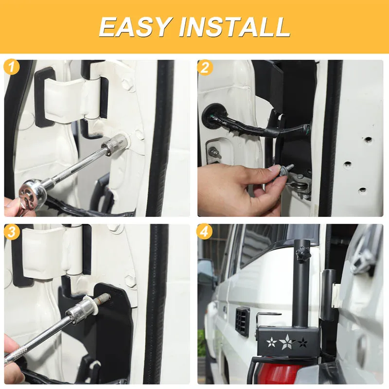 Carbon Steel For Toyota LC71 LC76 2007+ Car Tailgate Rear Antenna Mount Holder Bracket Flag Pole Holder Stand Car Accessories - view 4