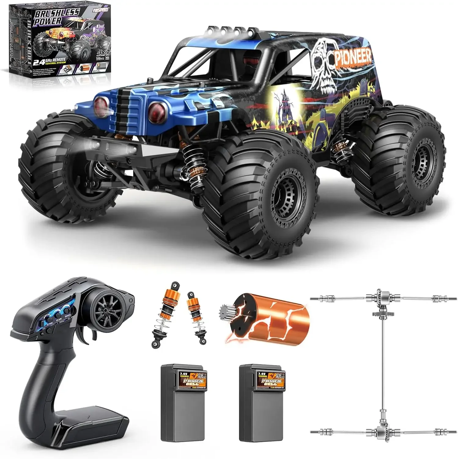 1/14 Brushless RC Cars for Adults, Max 42mph Oil Shock Absorber Electric 4WD High-Speed RC Car, Remote Control car for Adults
