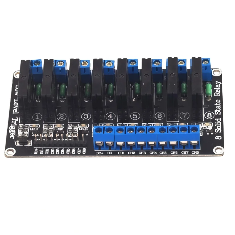 Solid-state 8-channel low-level triggered solid-state relay module, solid-state relay with fuse/250V 2A