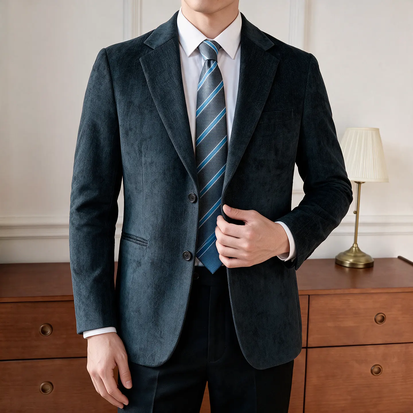 High-Quality Fashionable Casual Silk Shinerel Velvet Texture Commute Suit Jacket Stylish Versatile Trendy Outerwear