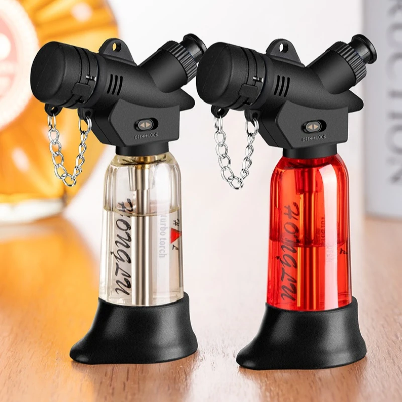 

Inflated Gas Butane Lighters with Transparent Tank Windproof Jet Flame Lighters Household Kitchen Lighters Smoking Fire Starter