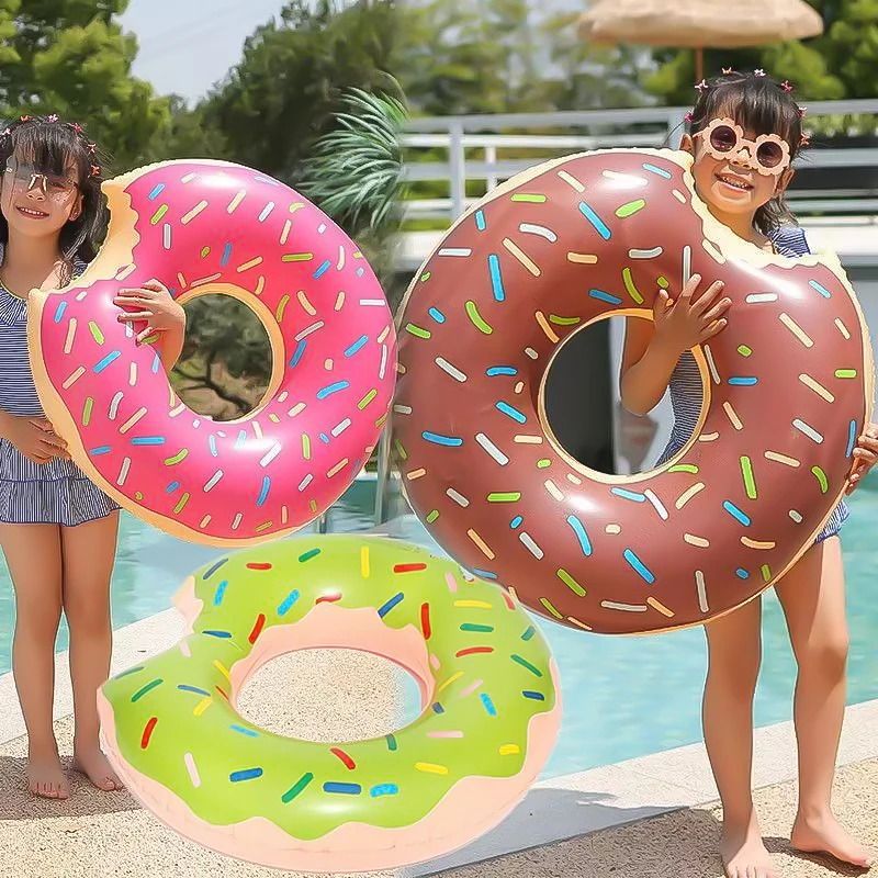 Children\'s Donut Swimming Ring Large Thickened pvc Inflatable Brown Donut