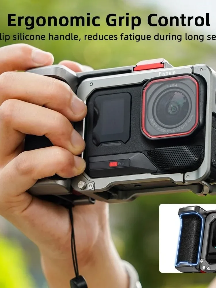 Zestaw uchwytów Xplorer ze stopu aluminium, ramka kamery, przycisk migawki, szybkozłączka, uchwyt StreetGrip Vlog do Insta360 Ace Pro 2/Ace Pro — zdjęcie produktu 7