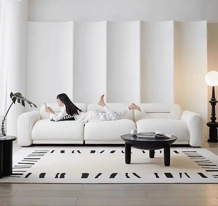 

French Style White Cream 3 Seats Sofa Modern Luxury Couch Living Room Modular Sofa Set
