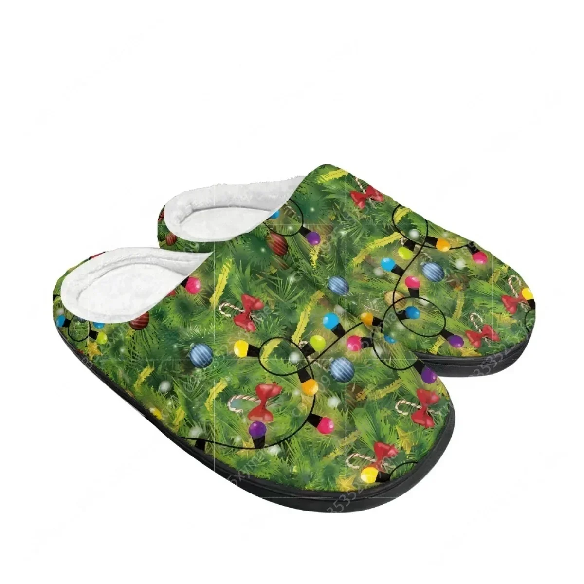 New Arrival Winter Christmas Lights Pictures Home Cotton Slippers Mens Womens Teenager Plush Bedroom Keep Warm Custom Slipper view 4