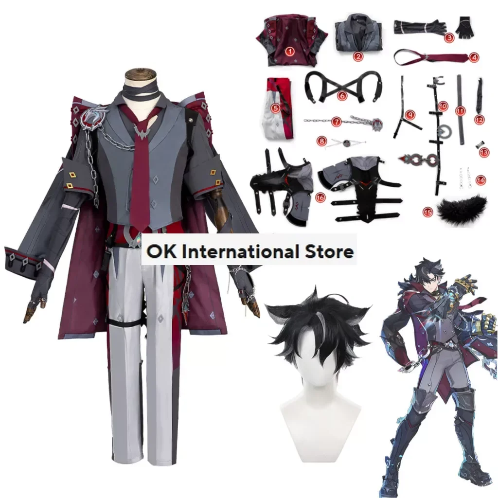 Wriothesley Cosplay Genshin Impact Cosplay Wriothesley Genshin Cosplay Costumes Uniform Jumpsuits Top Wig Full Set Ganyu Props