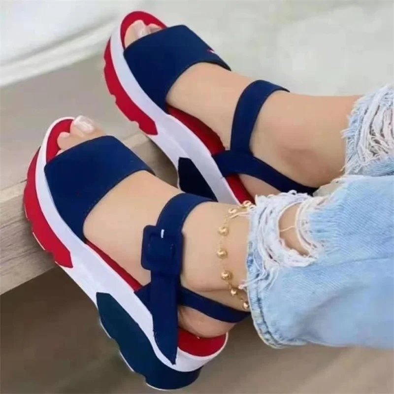 

Women Sandals 2022 New Heels Woman Platform Wedges Shoes Ladies Summer Sandals Buckle Non-slip Beach Sandals Plus Size 35~43