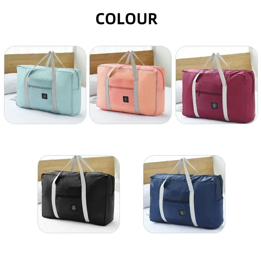 

Polyester Travel Handbag Large Capacity Solid Color Hand Luggage Shoulder Bag Waterproof Foldable Duffle Bag