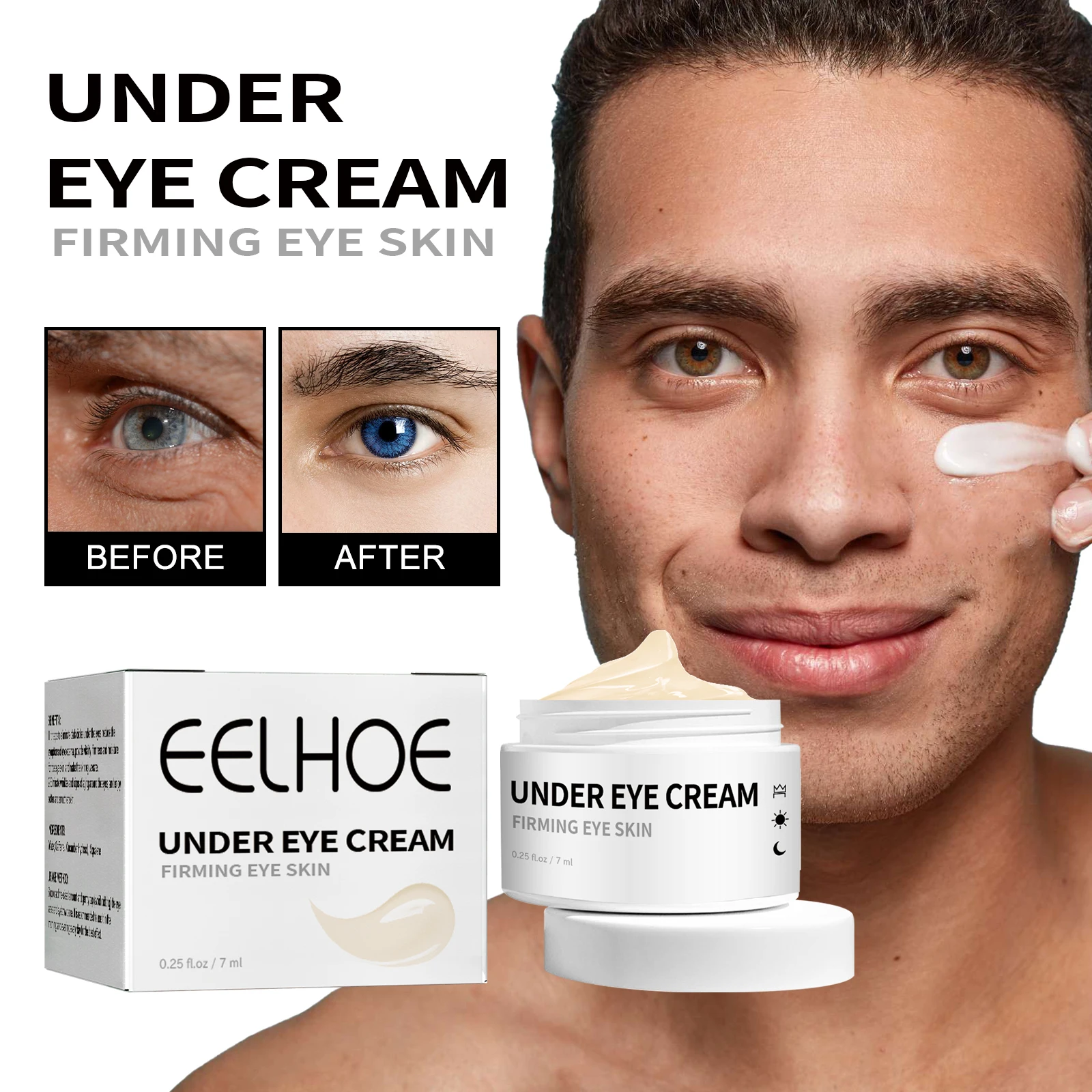 EELHOE Men's Anti-Wrinkle Eye Cream Firming & Lifting Eye Balm To Reduce Fine Lines and Hydrate Tightens Eye Area