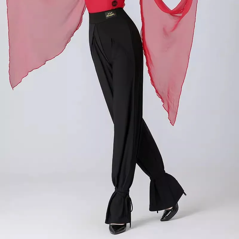 2024 New Latin Dance Pants Women Performance National Standard Waltz Trousers  Black Modern Ballroom  Dancewear Costumes