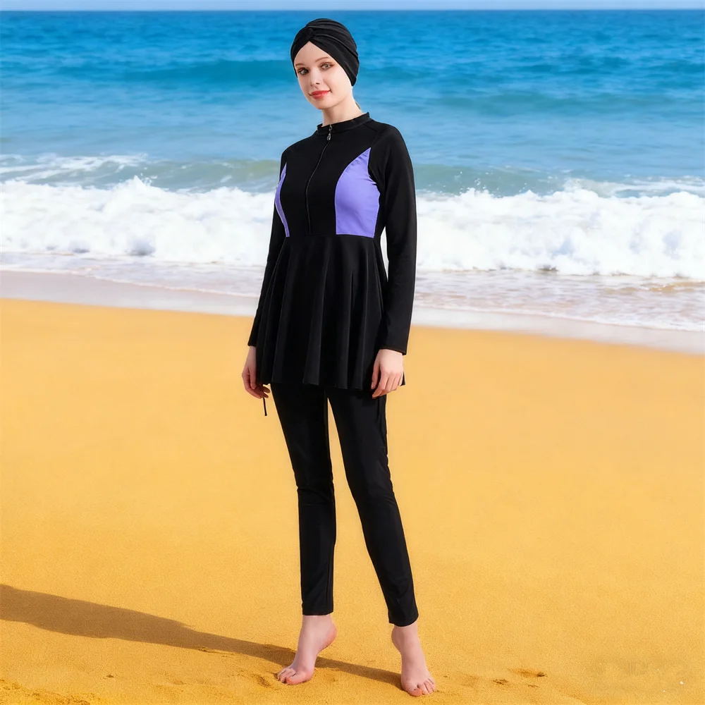 

Burkini Femme Musulmane Maillot De Bain Muslim Swimwear Women Swimsuits Hijab Long Sleeve 3pcs Islamic Diving Surfing Swimming
