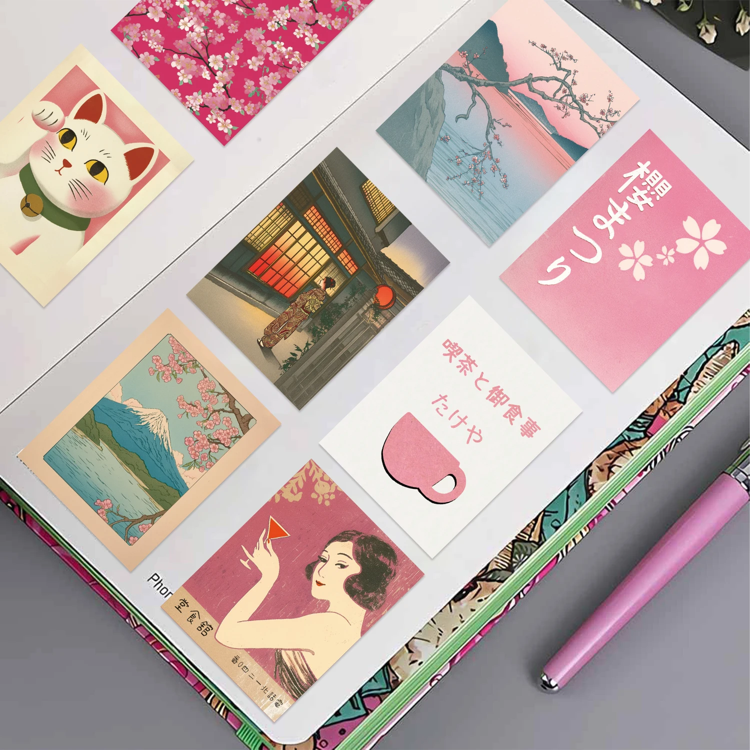 50 stuks roze Japanse retro esthetiek stickerpakket herbruikbare vinylstickers voor laptops waterflessen telefoons gitaren en meer