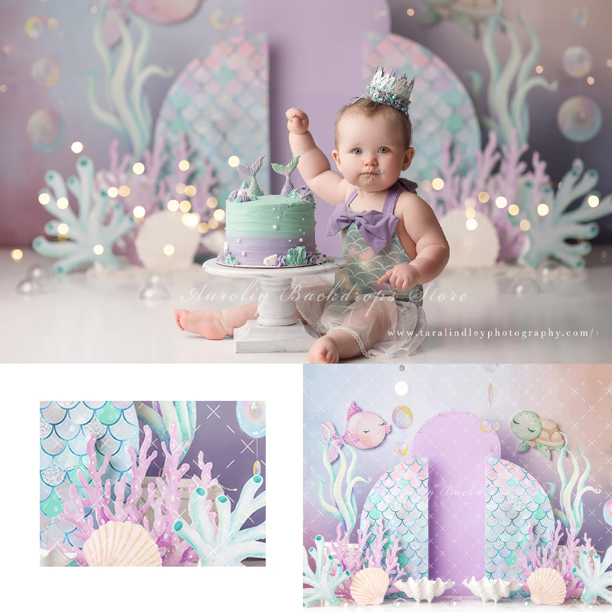 Underwater World Backgrounds Coral Water Plant Child Baby Photography Props Adult Kids Photocall Decors Purple Backdrops