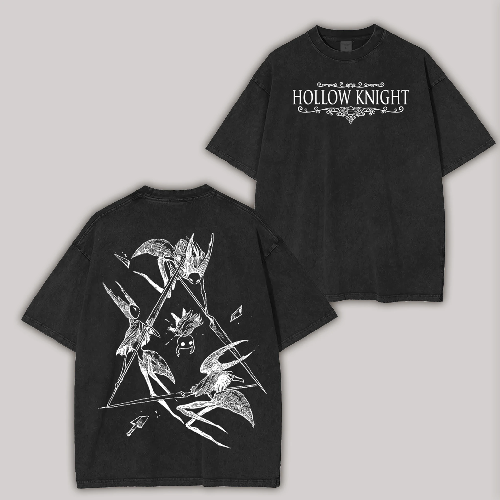 Hollow Knight Silksong Graphic T Shirt Vintage Washed Hornet Character Print Cotton Short Sleeve Unisex Game Streetwear Tee