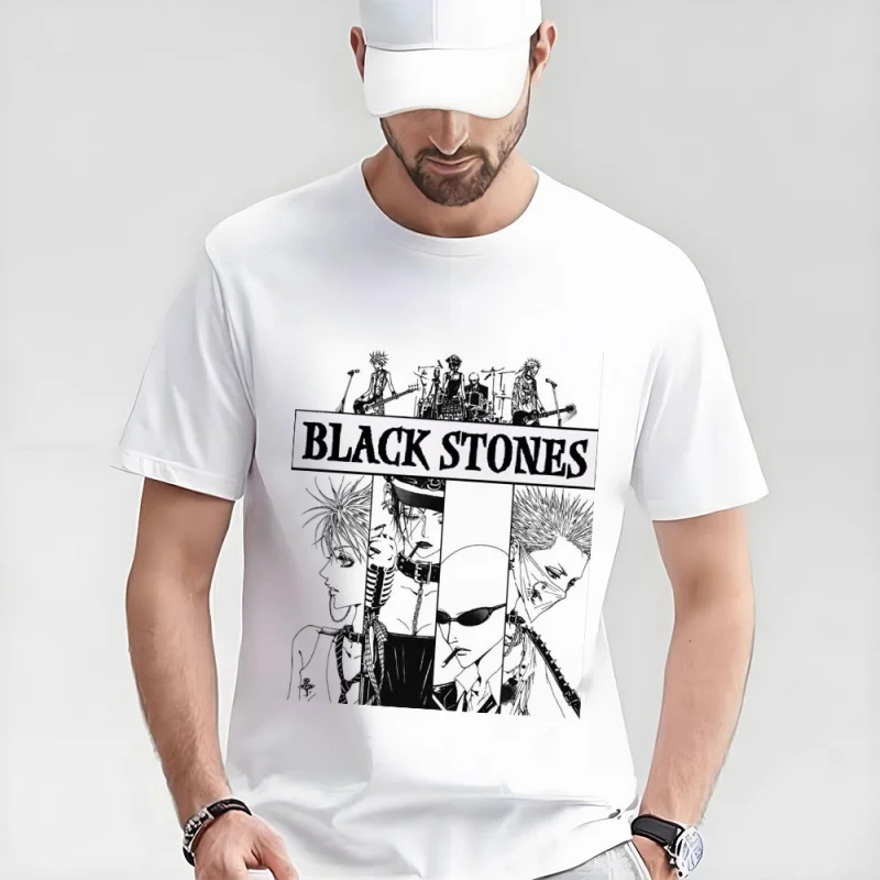 

Nana Osaki 0330 The Black Stones Punk Band Manga Gift T shirt Large size Tops Anime Girl Graphic Print Y2k Clothes Cartoon Tee