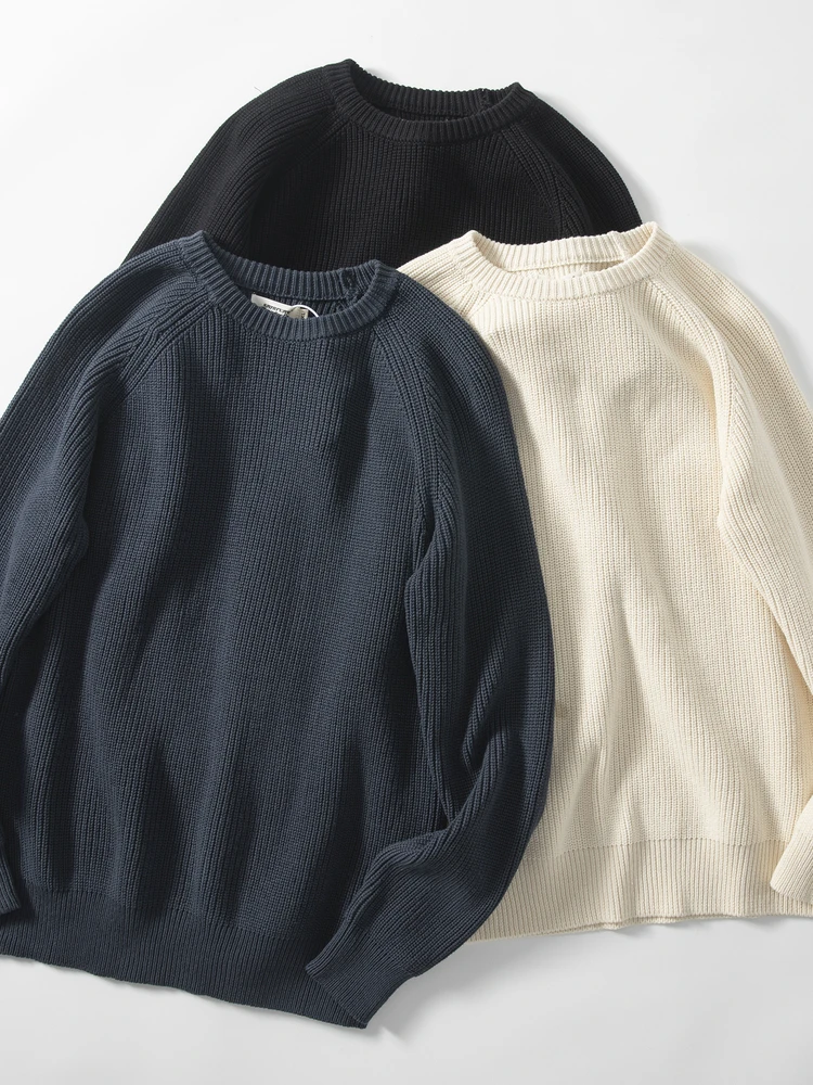 

Американский винтажный свитер из чистого хлопка, плотный, осенне-зимний, с круглым вырезом, свободного кроя, цветной, с открытыми плечами, с длинными рукавами.