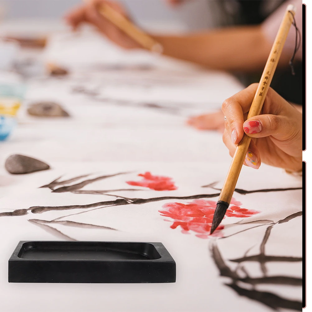 

1 Set Chinese Inkslab With Ink Stick Exquisite Compact For Writing Drawing Calligraphy Painting Grinding Preserve Reusable Easy