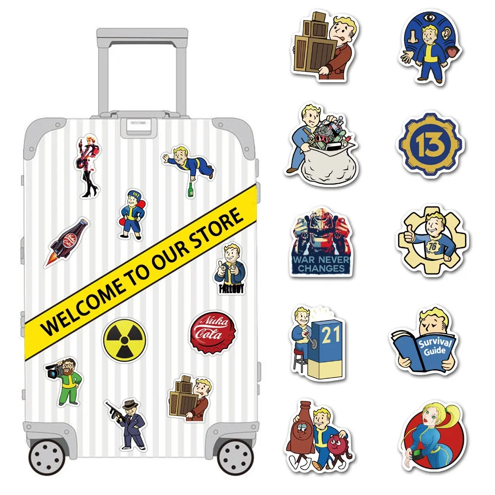 50PCS Role Playing Game Radiation Vault Cool Decorative Skateboard Car Toolbox Computer Sticker