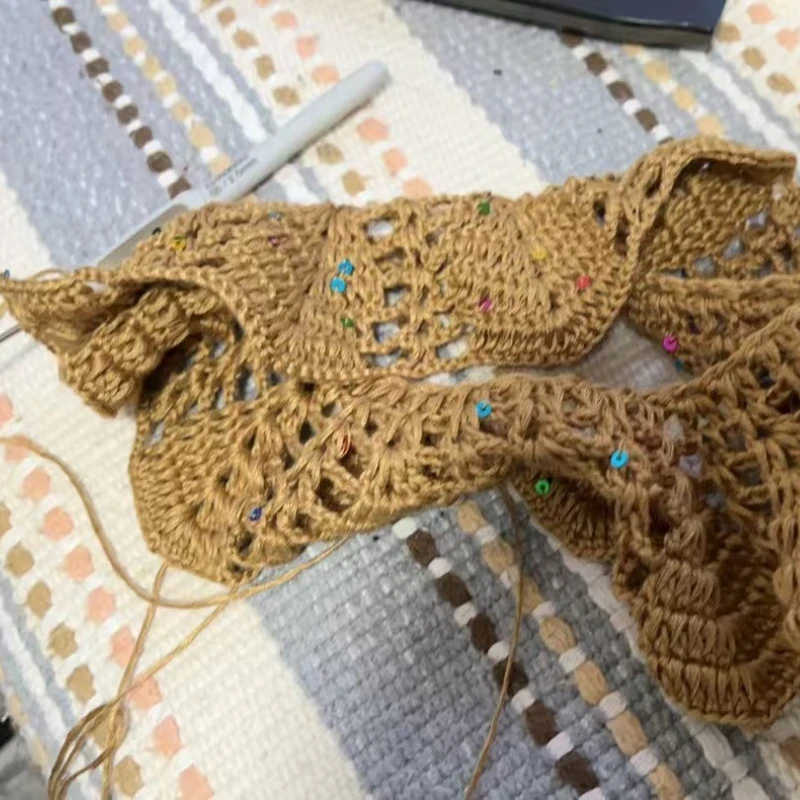 

400g Dopamine Colorful Sequined Silk Thread, DIY Hand Woven Summer Short Sleeved Yarn Hand Knitting Crochet Woven Shawl