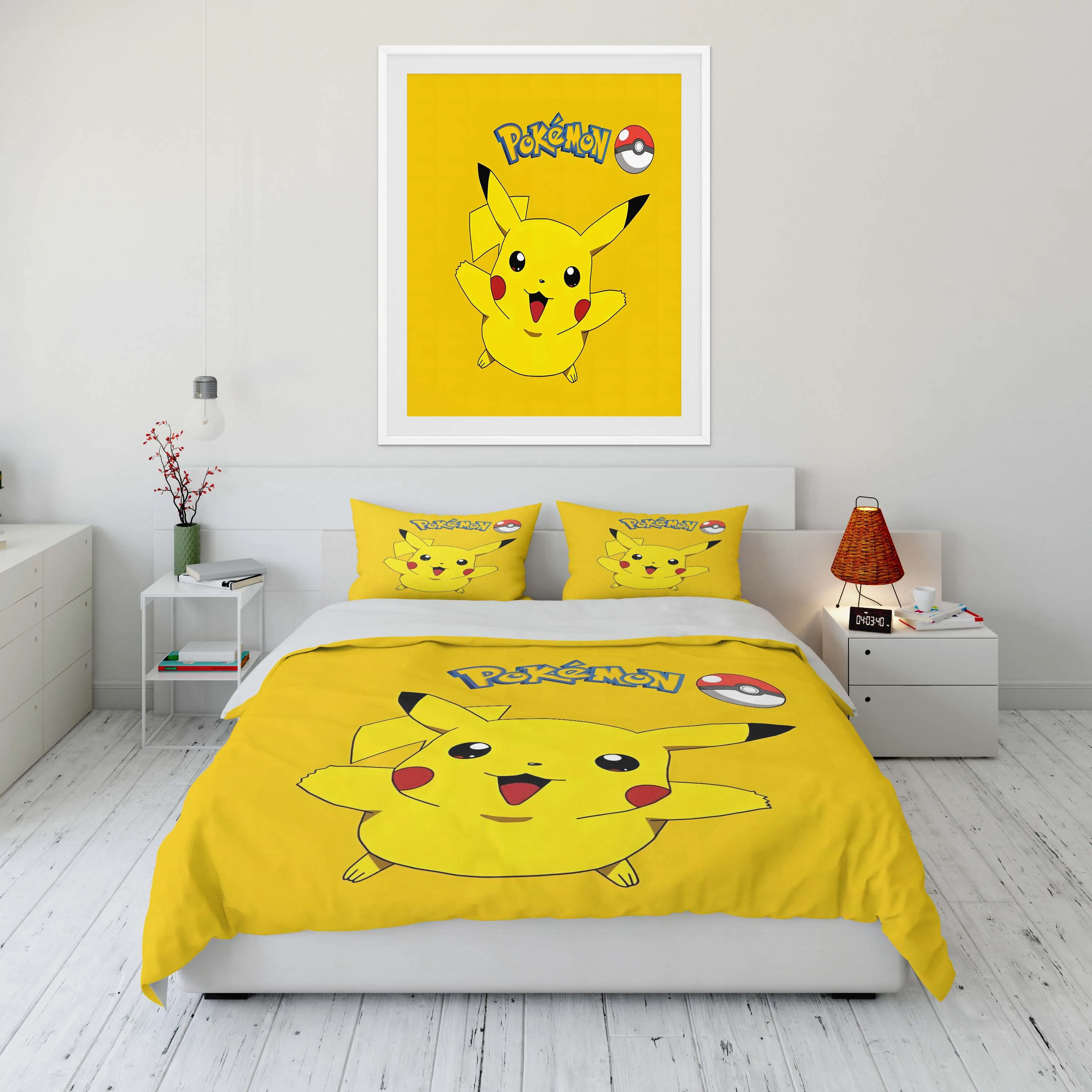 

10 Sizes Pokémon Pikachu Printed Soft Bedding Set Cartoon Anime Duvet Cover Comforter Cover Boys Girls Children Adults Twin King