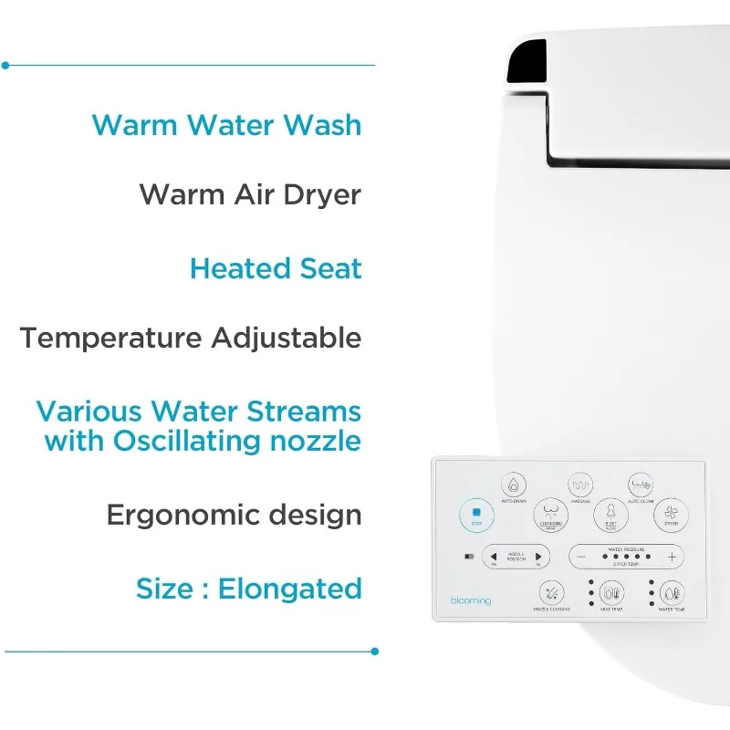 NB-R1260E Bidet Toilet Seat - Smart Toilet Seat with Stainless Steel Nozzle, Warm Water, Dryer, Heated Seat, Sittable Lid