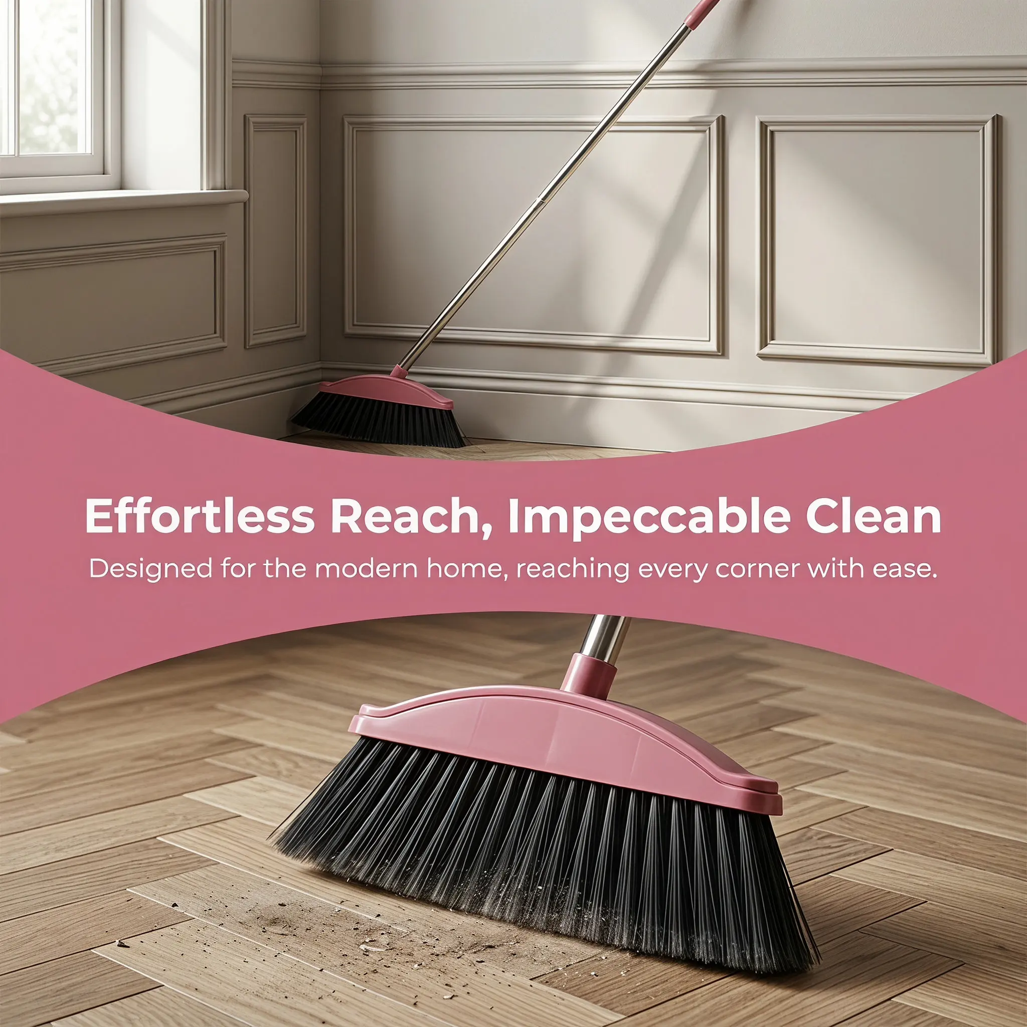 Stainless Steel & Plastic Compact Floor Sweeper – Lightweight Cleaning Broom for Home, Kitchen, Bathroom, Garage, Office