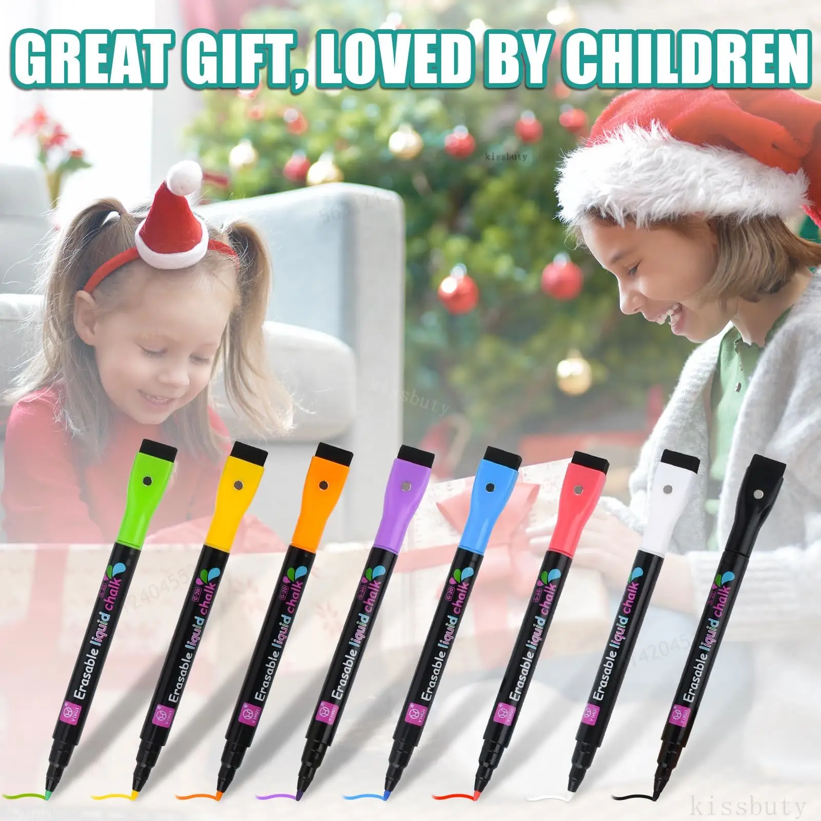 8 Color Magnetic Dry Erase Markers Erasable Whiteboard Marker Pens with Eraser LED Fluorescent Pen for Glass Liquid Chalk