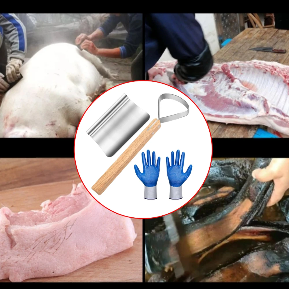 

Stainless Steel Taxidermy Fleshing Scraper Kit with Dual-Sided Blades for Removing Fat and Tissue in Skinning and Leather Work