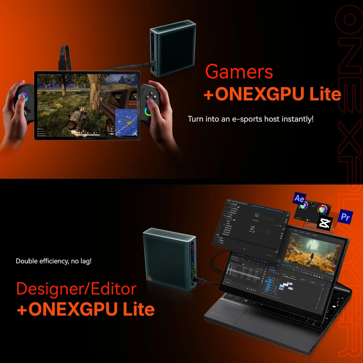 OneXPlayer ONEXGPU Lite EGPU قاعدة الرسومات المحمولة محطات إرساء الرسومات المحمولة OCulink USB5.0 بطاقة الرسومات المستقلة