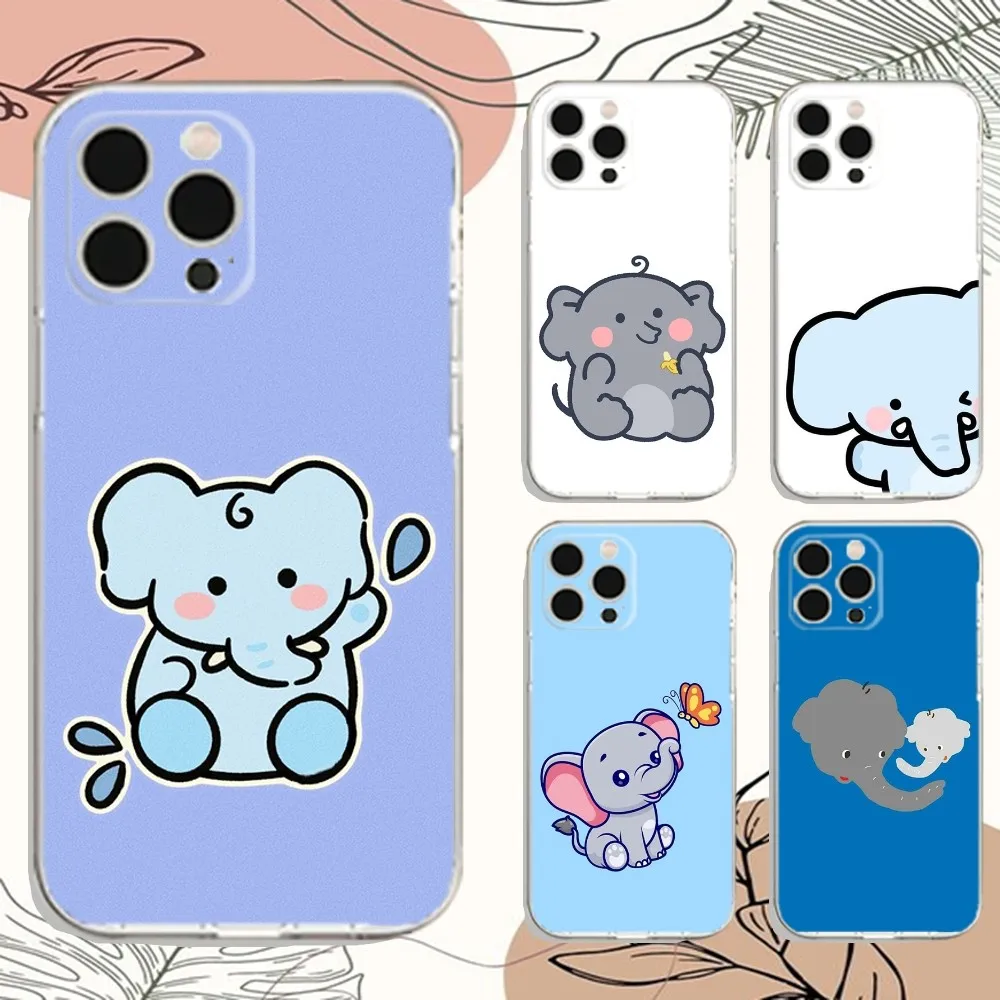 

Cartoon Animal Elephantidae Phone Case For iPhone Apple 15,14,13,12,Mini,11,Pro,Max,Plus,X,XR,XS,8,SE,2020,Plus Transparent Cove