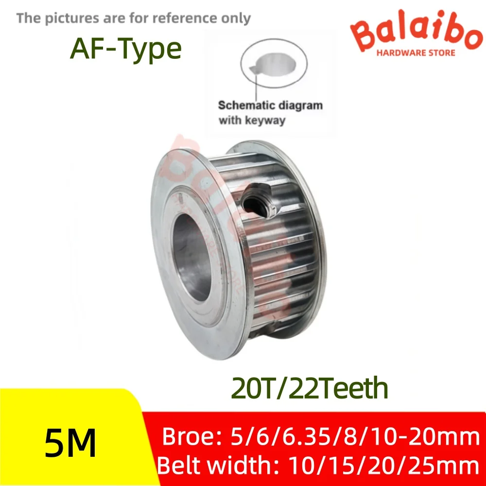 

HTD5M Timing pulley AF-type 20T/22T Bore 5/6/6.35/8/10/11/12/12.7/14/15/16-20mm Belt Width 10/15/20/25mm