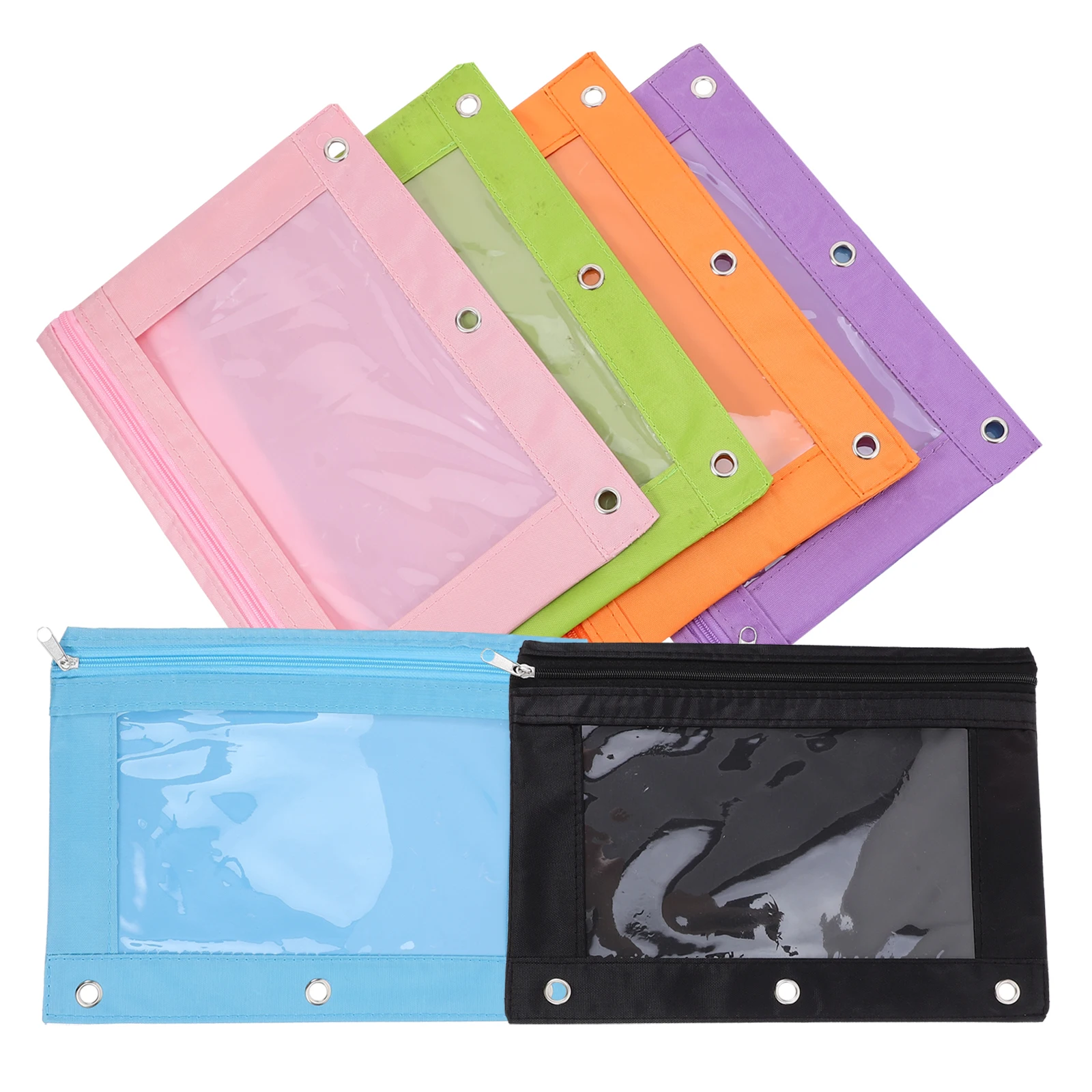 

6 Pcs B5 File Bag Pen Holder Pencil Case Binder Pouch Zipper Pvc Pens Holders Oxford Cloth Large Capacity for Classroom