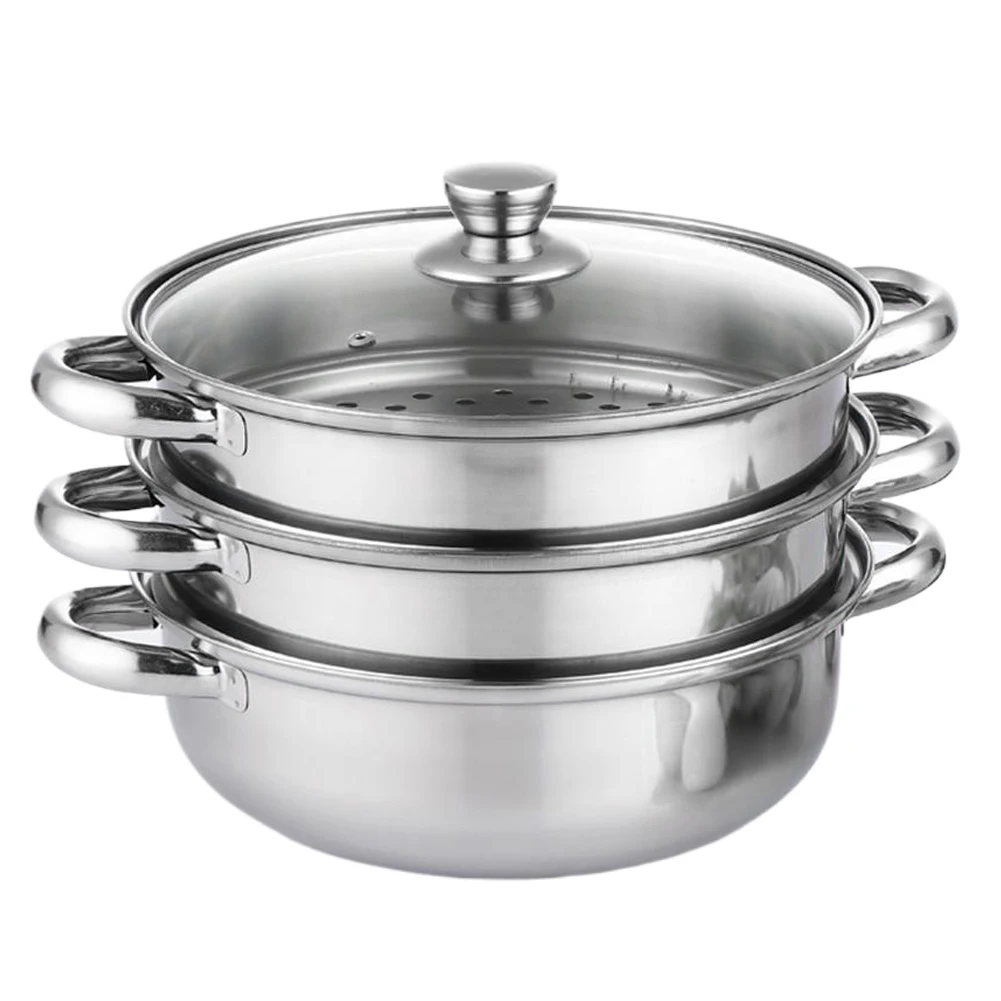 

3 Tier Steamer Pot for Cooking with Lid Stainless Steel Food Steamer Steam Pot for Vegetable Dumpling Stock Sauce Food