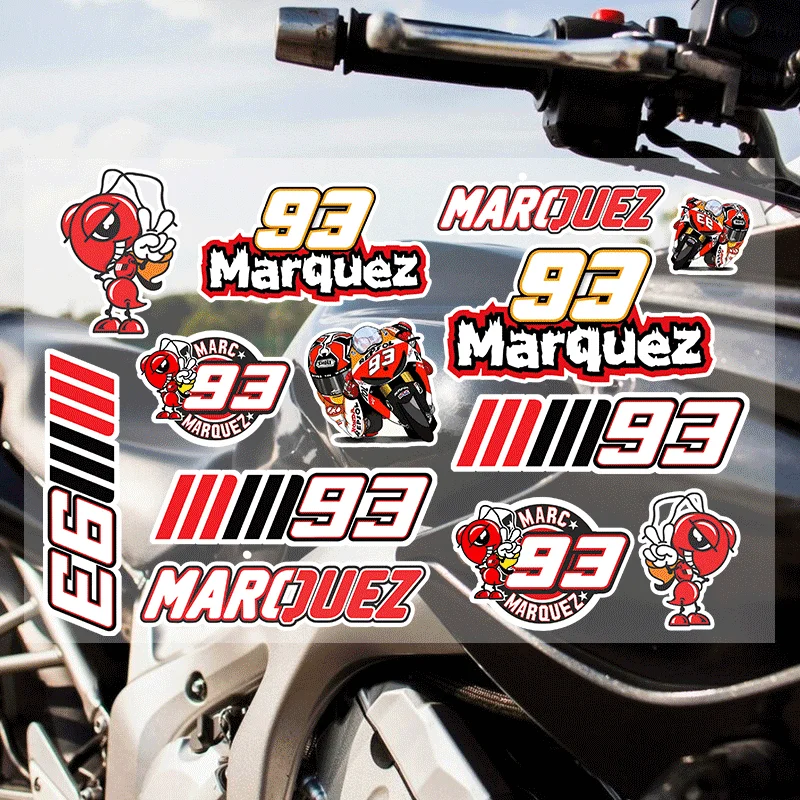 الأحمر النمل رقم 93 M-Marquez-S بطاقة ملصقات جديدة دراجة نارية ملصق ملصق خزان شعار مائي الذهب شعار ديكور مقاوم للماء
