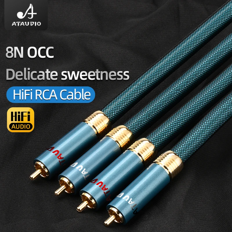 ATAUDIO HiFi 2RCA Signal Audio Cable 8N OCC Silver-plated  2RCA Male to 2RCA Male High Quality Wire for Amplifier Mixer