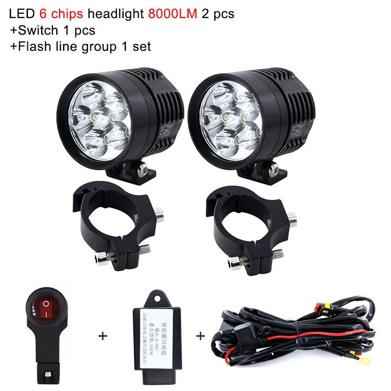 2pcs Strobe Universal Moto led  motorcycle headlight Fog DRL lamp led L6X light car Motorbike bulb spotlight accessories 12v 60w