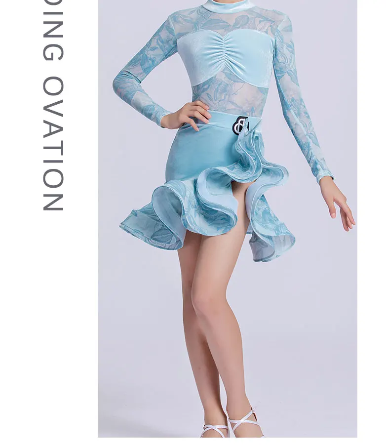 Costume de danse latine pour enfants, ensemble de costumes d'entraînement d'entraînement d'automne et d'hiver pour filles, avec une robe de danse haut de gamme, nouvelle collection 2025