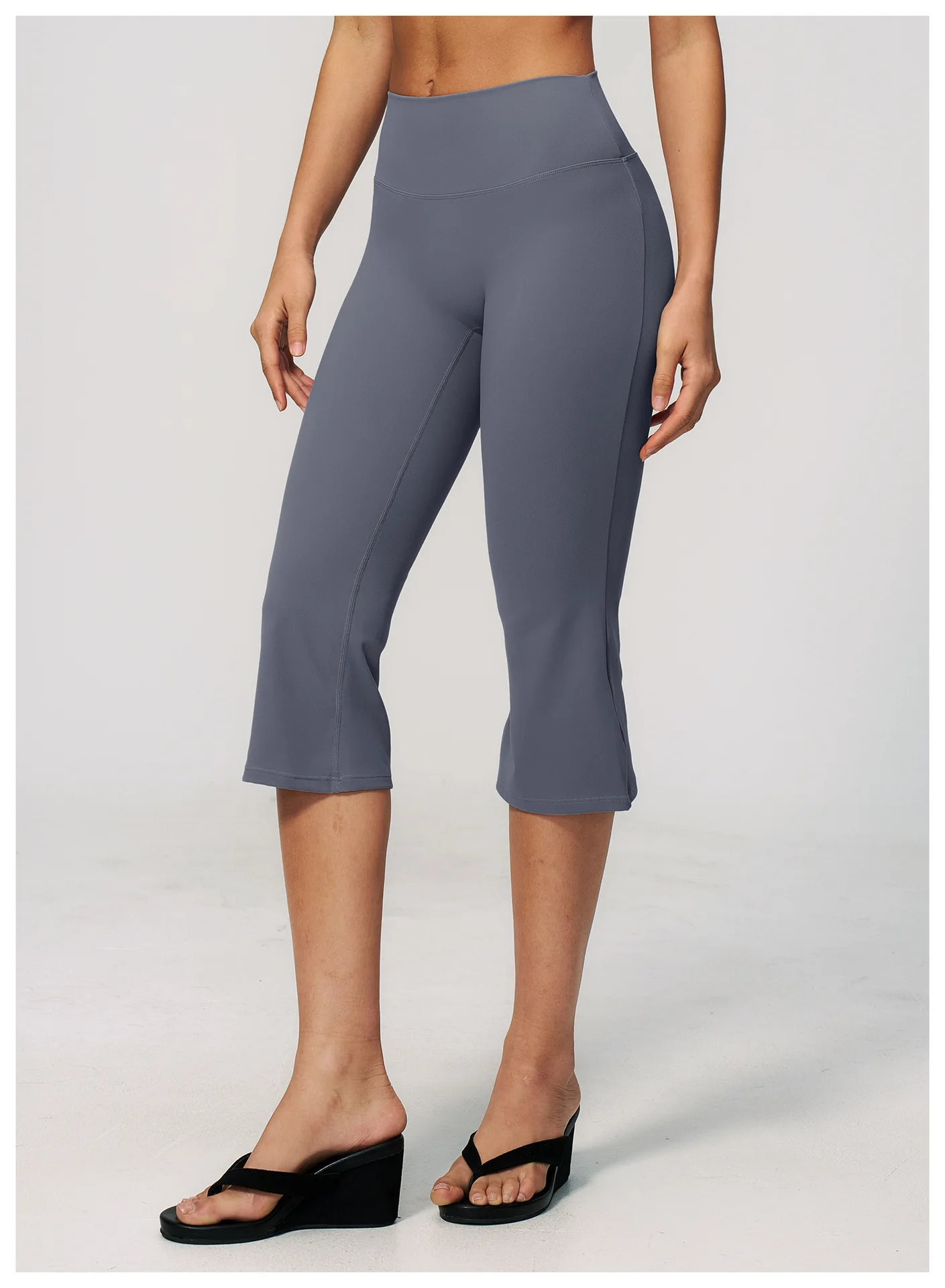Naked Feeling Yoga Capri Flare Pants Women Sportwear Brushed Fabric High Waist Cropped Activewear Trousers Sport Femme