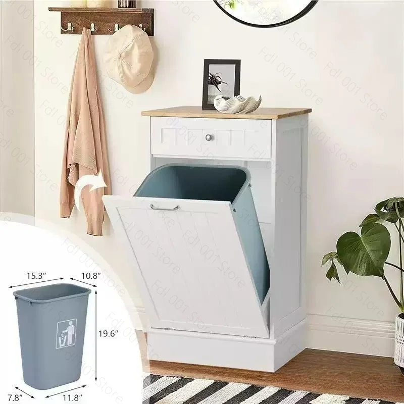 Tilt Out Trash Cabinet Kitchen Waste Bins Free Standing Laundry Hamper Recycling Cabinet Trash Can Holder With