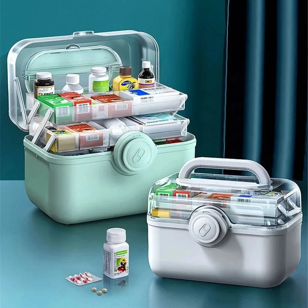 3 Layer Family Medicine Organizer Box Portable First Aid Kit Medicine Storage Boxes Family Emergency Kit Container Organizer Box