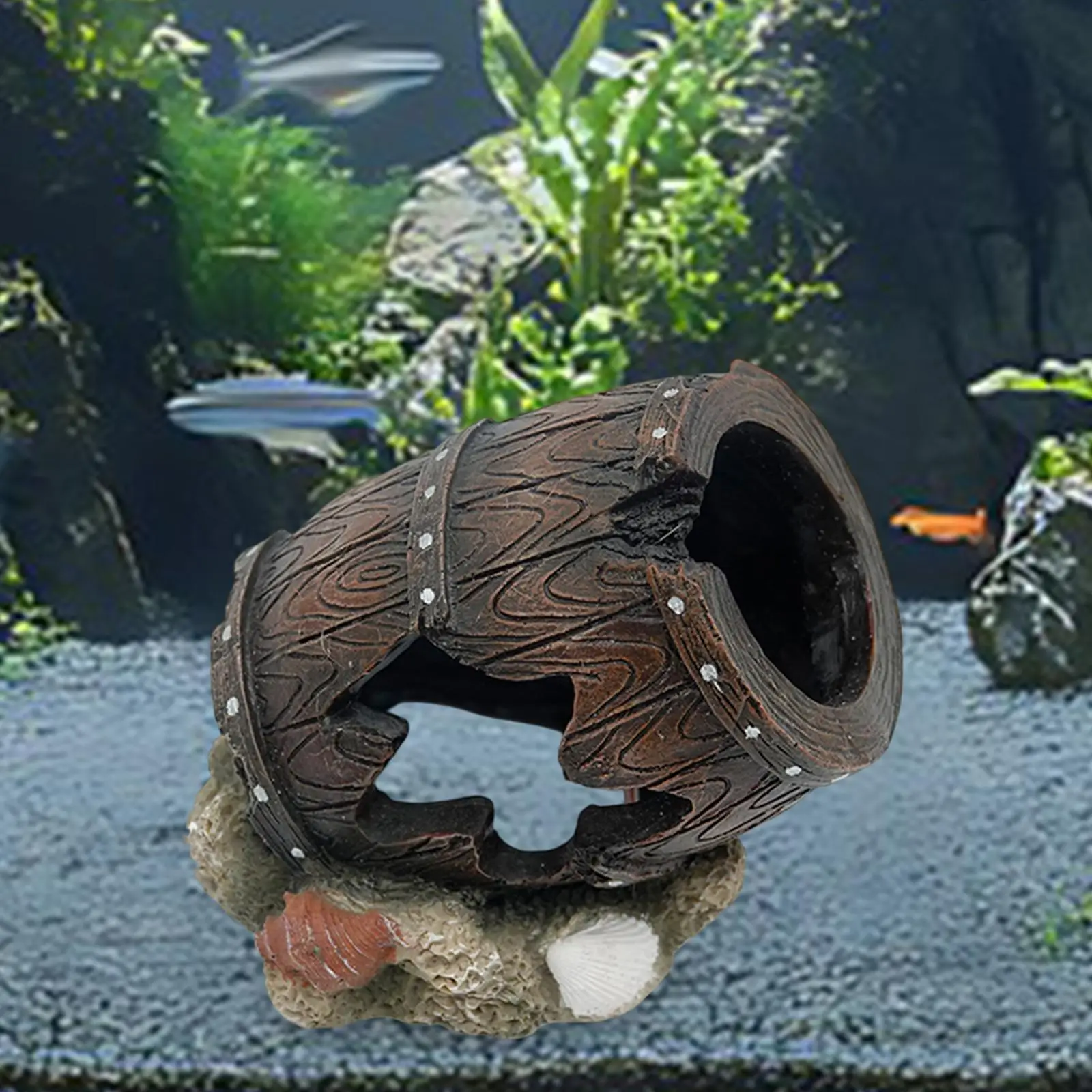 Aquarium Decorations Craft Fish Tank Accessories Fish Garden Pond Hideout Home Decor for Fish Cave Hide Ornament Broken Barrel