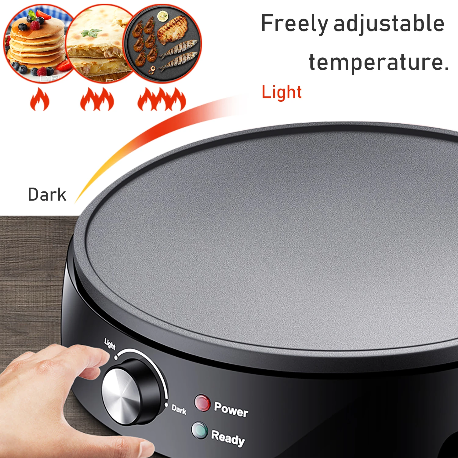 1200W Electric Pancake Crepe Maker Takoyaki Kitchen Cooking Appliances Non-stick Coating Plate Pan Variable Temperatures Sonifer