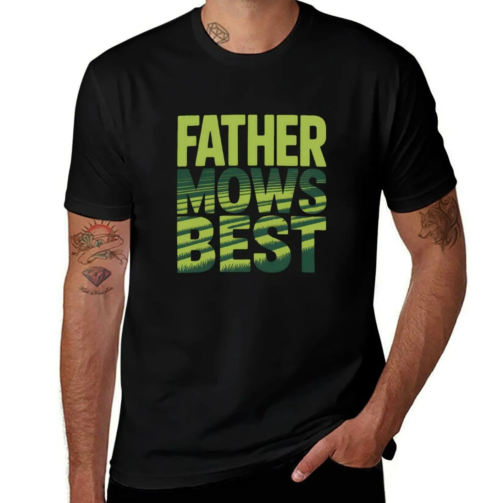 

Father Mows Best Gardener Dad Lawn Care – Striped Lawn Shirt T-Shirt anime mens workout shirts