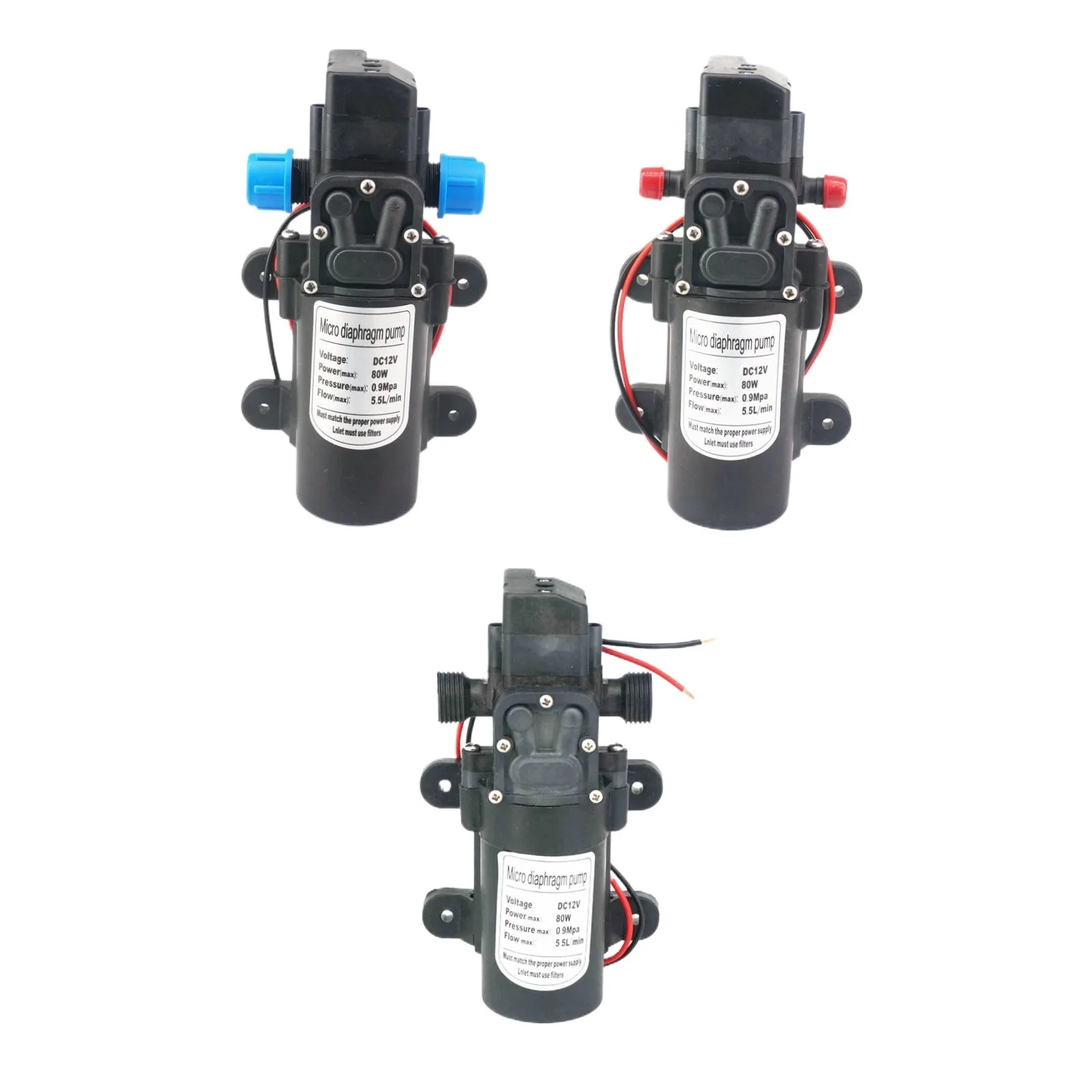 Power 15W/30W/60W/80W 12V/24VDC Type A/B/C Diaphragm Water Pump Self-priming Booster Pump Automatic Switch Flow 2-5.5L/min